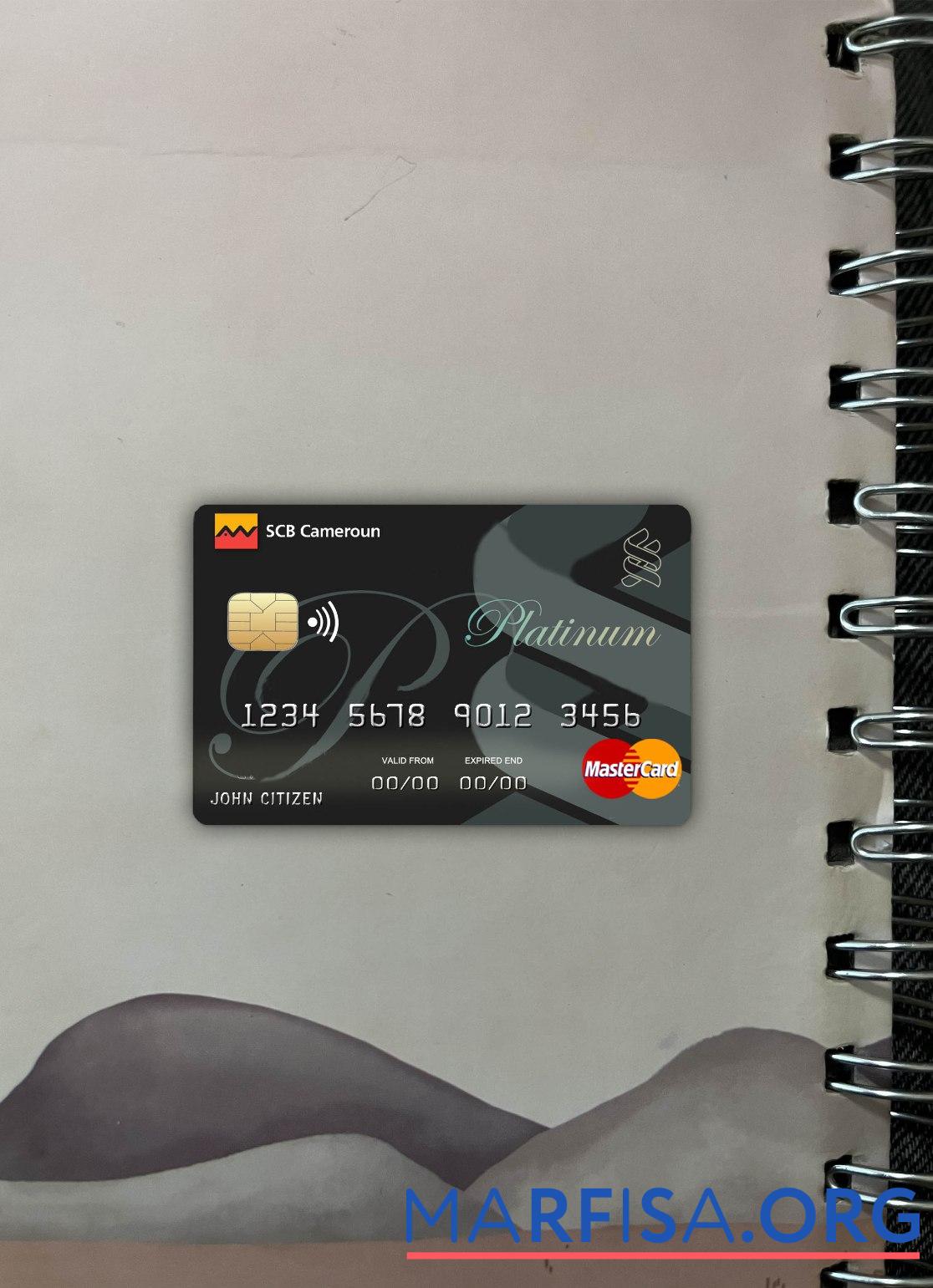 Printable Cameroon SCB bank mastercard photolook front download for verification